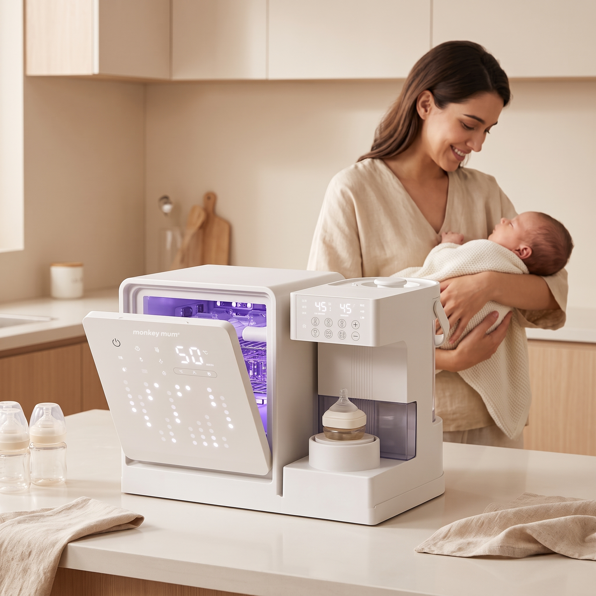 Podgrzewacz i sterylizator butelek dla niemowląt Monkey Mum® Ultra 3w1