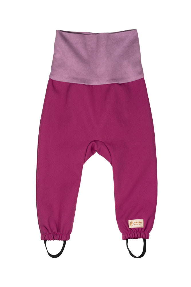 Dziecięce rosnące spodnie softshellowe z membraną Monkey Mum® - Soczysta malina
