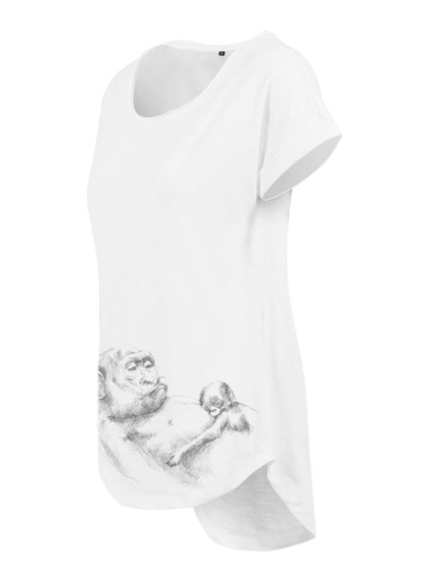 Koszulka do karmienia Monkey Mum® biała - małpka