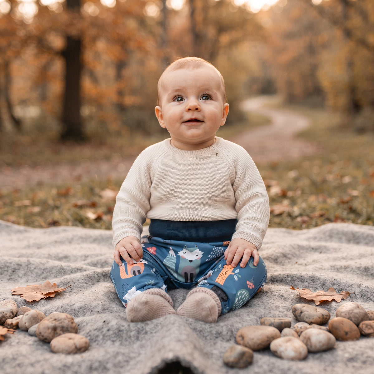 Dziecięce softshellowe spodnie z membraną Monkey Mum® - Nocne zwierzątka