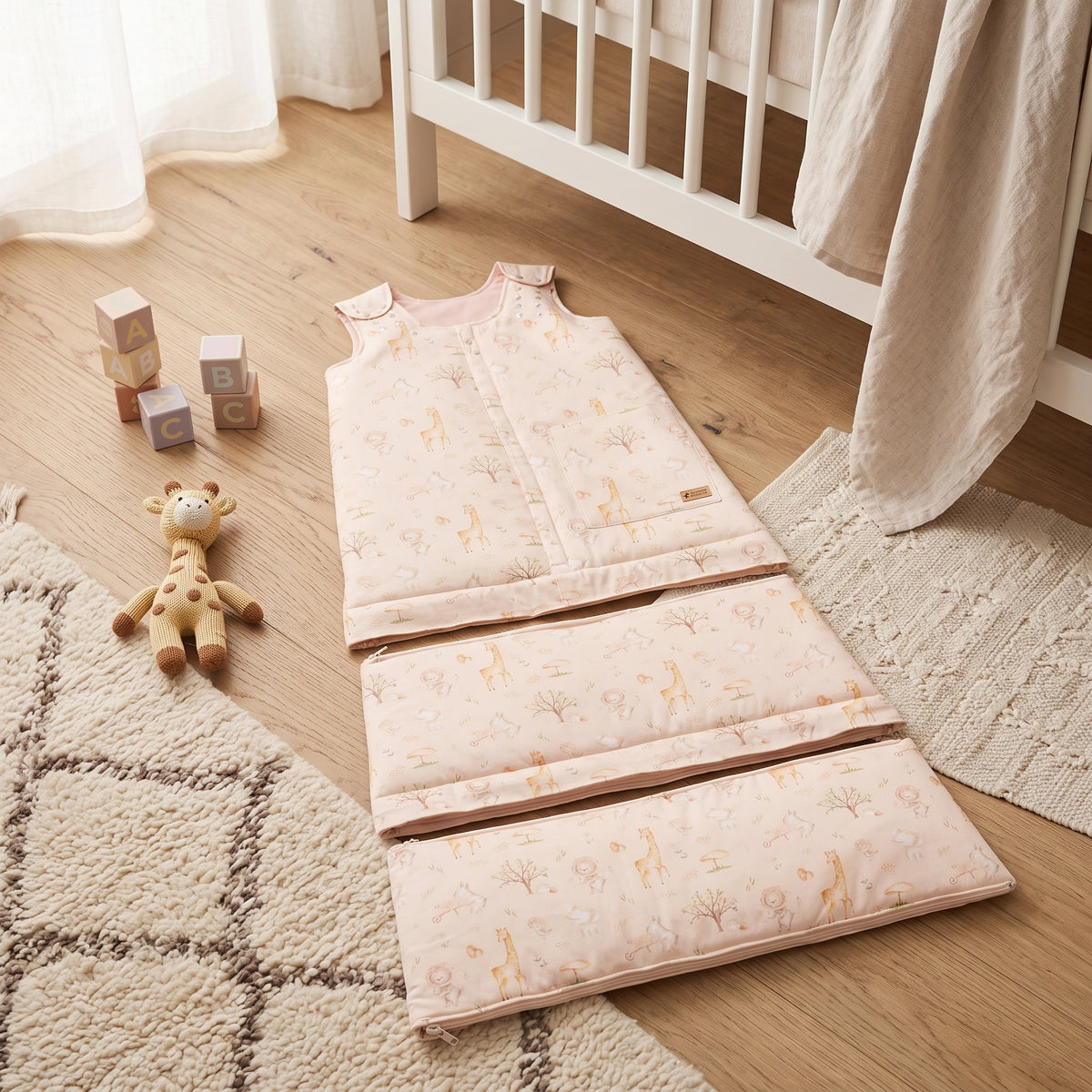 Zimowy rosnący śpiworek Monkey Mum® 0 - 4 lata - zestaw - Wiosna ze zwierzątkami