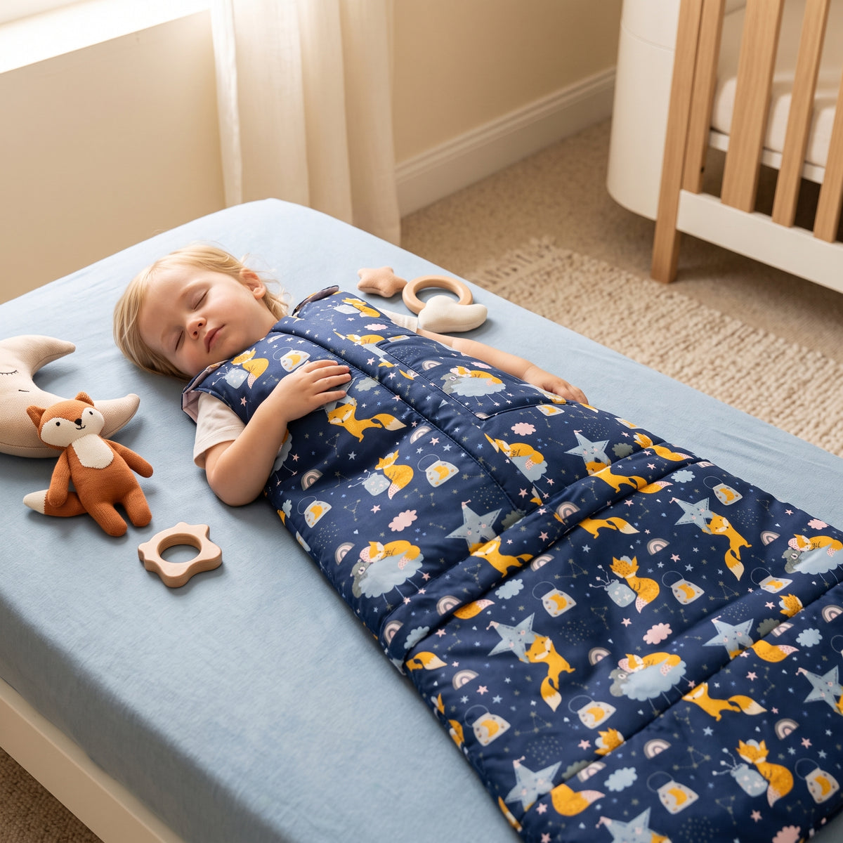 Zimowy rosnący śpiworek Monkey Mum® 0 - 4 lata - zestaw - Marzenia z lisem