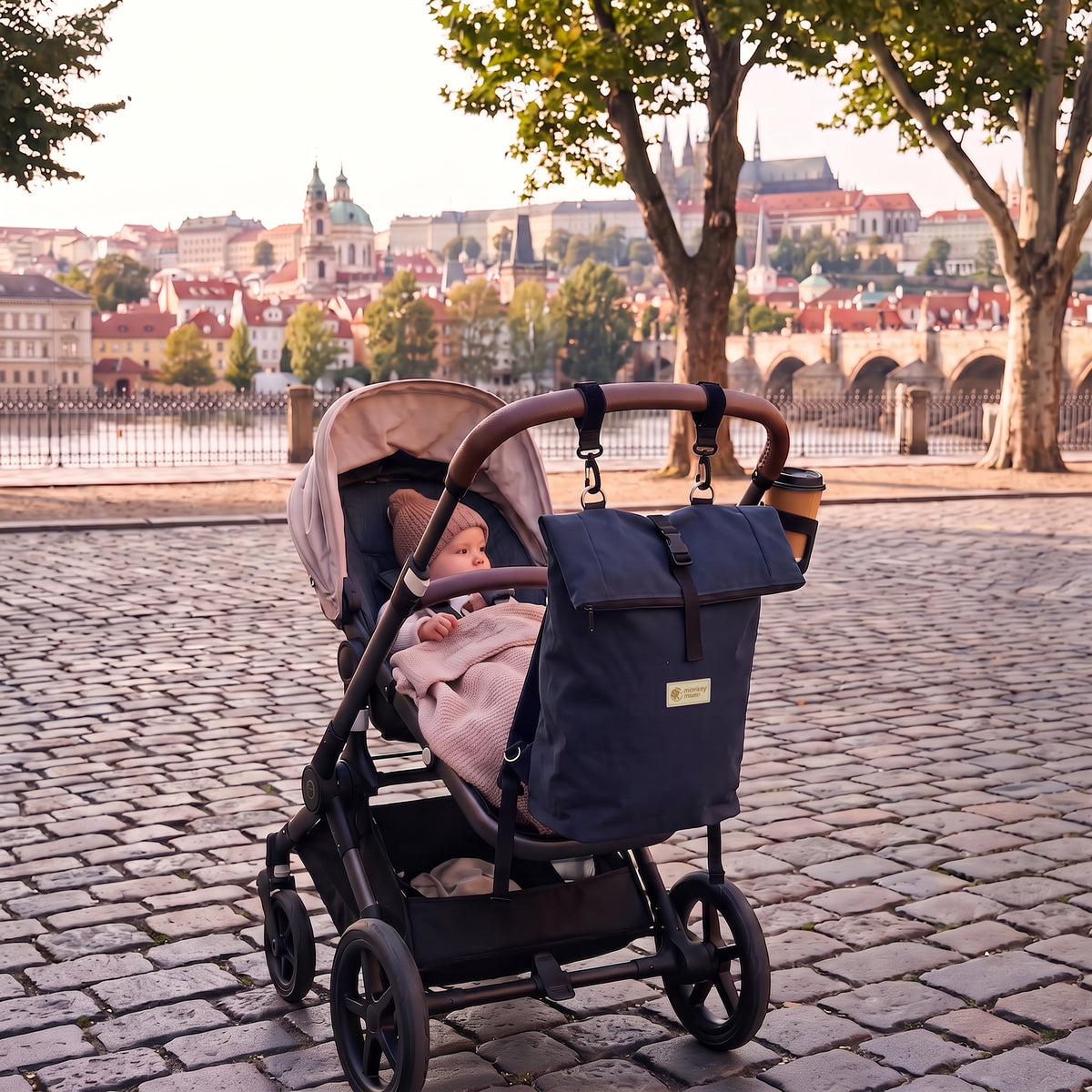 Monkey Mum® Plecak softshellowy do wózka – Nocne niebo