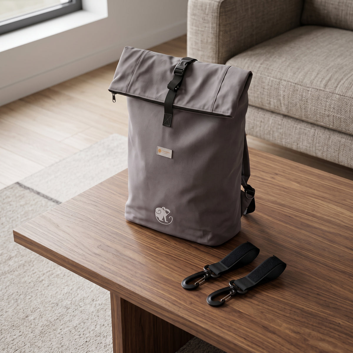 Monkey Mum® Plecak z tkaniny twill do wózka – Świeża bryza