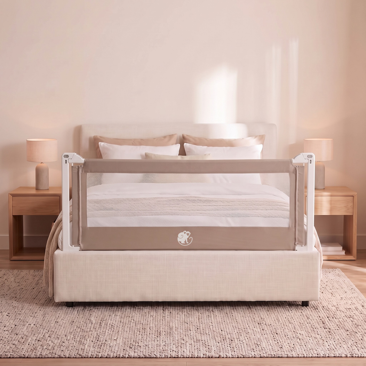 Pokrowiec na barierkę zabezpieczającą do łóżka Monkey Mum® Popular – Ciemnoszary