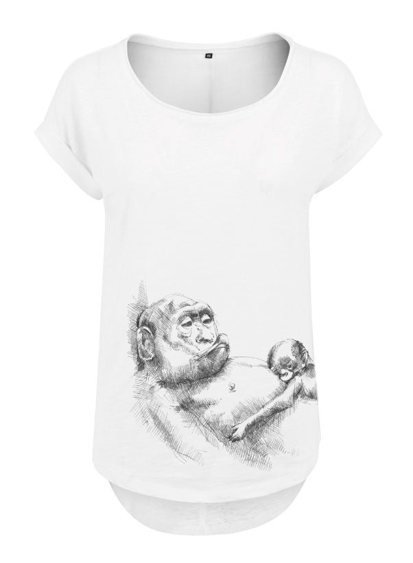Koszulka do karmienia Monkey Mum® biała - małpka