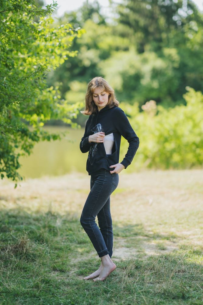 Bluza do karmienia Monkey Mum® czarna - kochająca mamusia