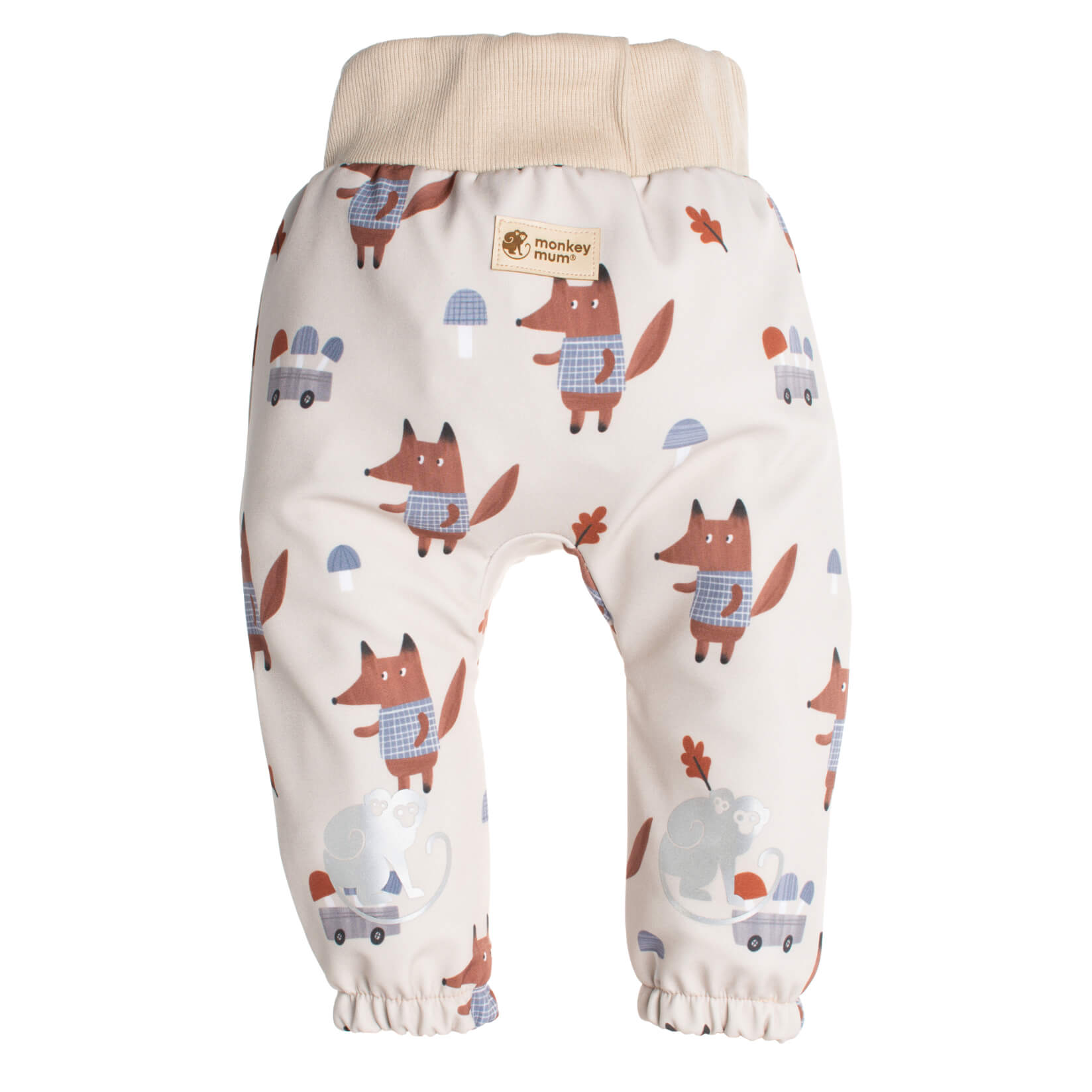 Dziecięce softshellowe spodnie z membraną Monkey Mum® - Lisy na grzybach