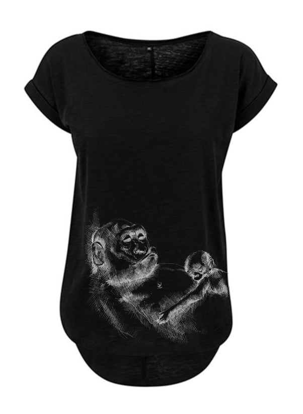 Koszulka do karmienia Monkey Mum® czarna - małpka