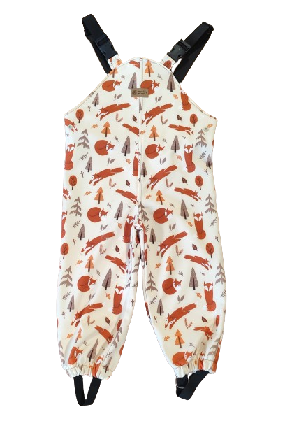 Monkey Mum® Softshellowe spodnie na szelkach z membraną - Lisie psoty