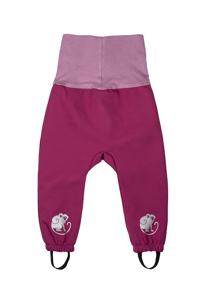 Dziecięce rosnące spodnie softshellowe z membraną Monkey Mum® - Soczysta malina