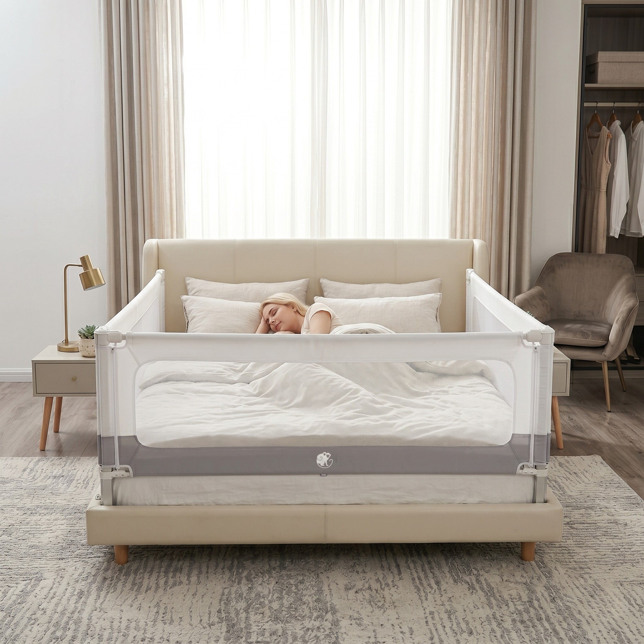 Barierka do łóżka i kojec Monkey Mum® 2w1 Smart - rozpakowana