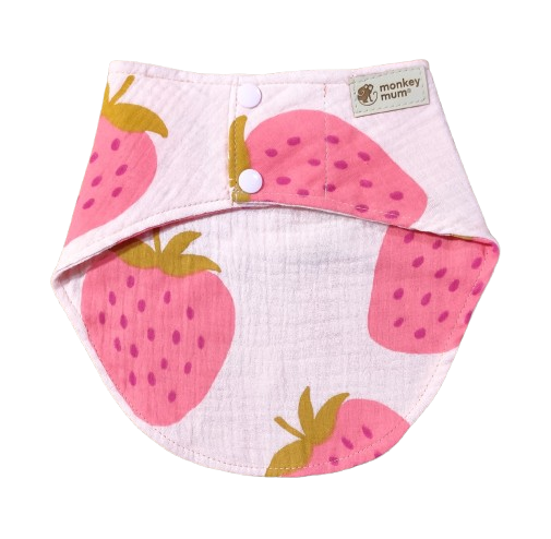 Muślinowy śliniak Monkey Mum® - Truskawka