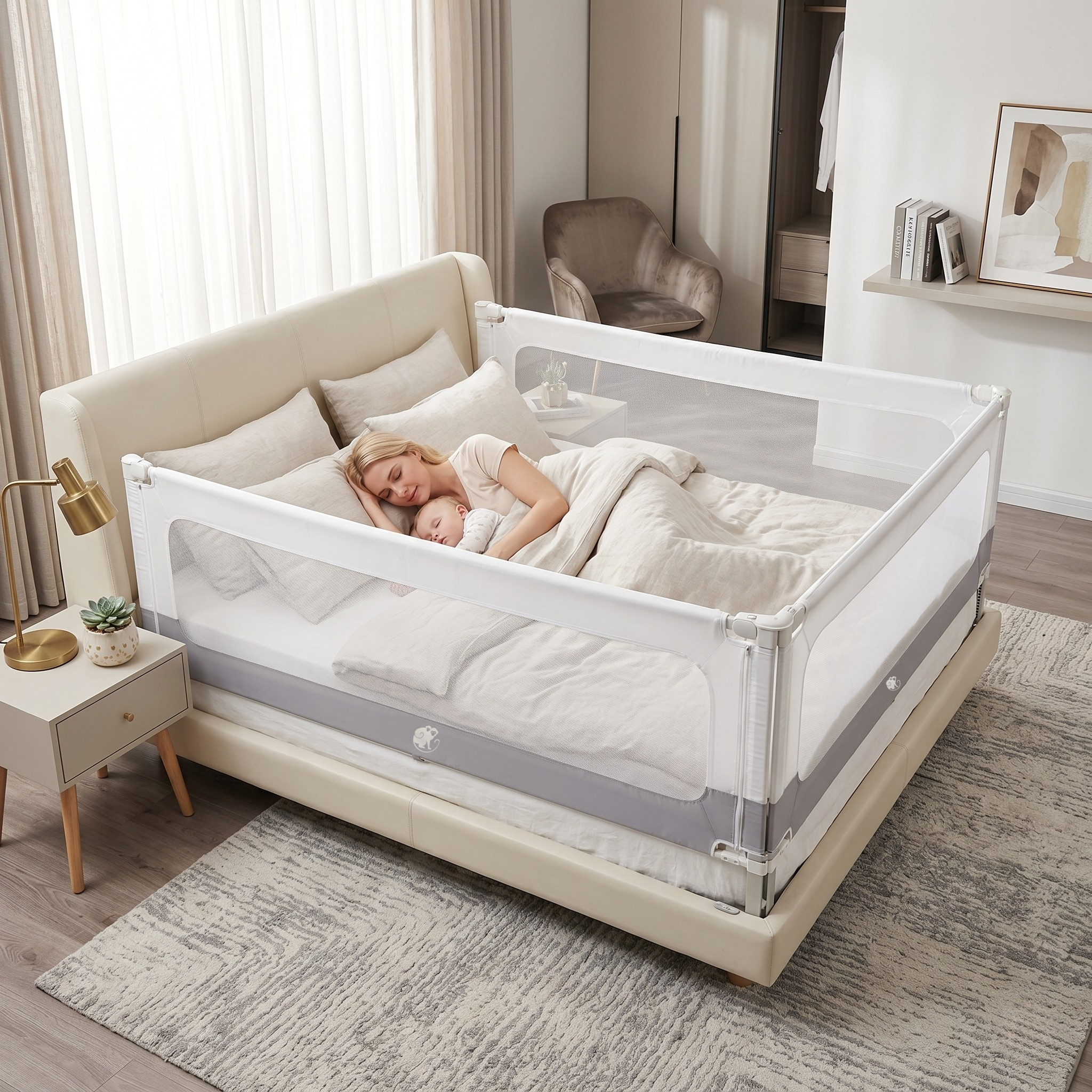 Barierka do łóżka i kojec Monkey Mum® 2w1 Smart - rozpakowana