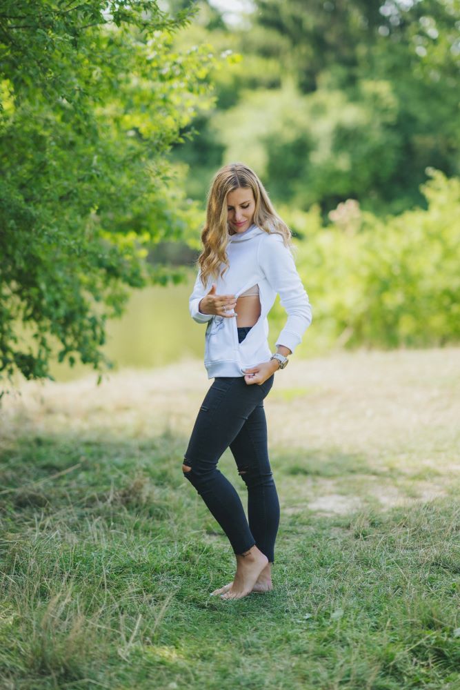 Bluza do karmienia Monkey Mum® biała - małpka, 2. jakość - rozm. XL