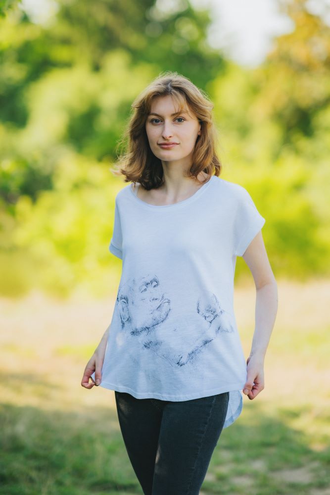 Koszulka do karmienia Monkey Mum® biała - małpka