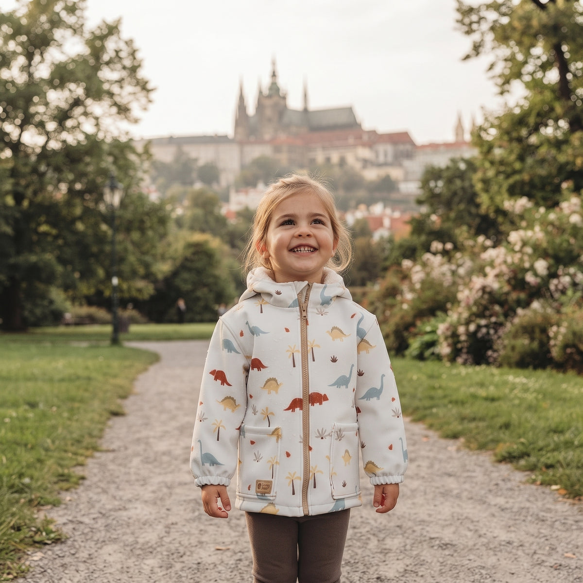 Dziecięca kurtka softshellowa z membraną Monkey Mum® - Dinozaurowa opowieść
