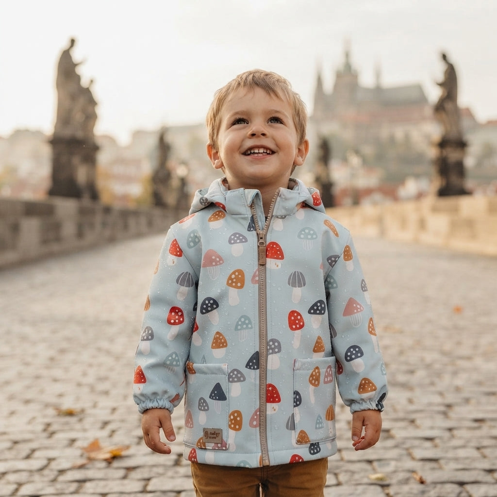 Dziecięca kurtka softshellowa z membraną Monkey Mum® - Kolorowe muchomory
