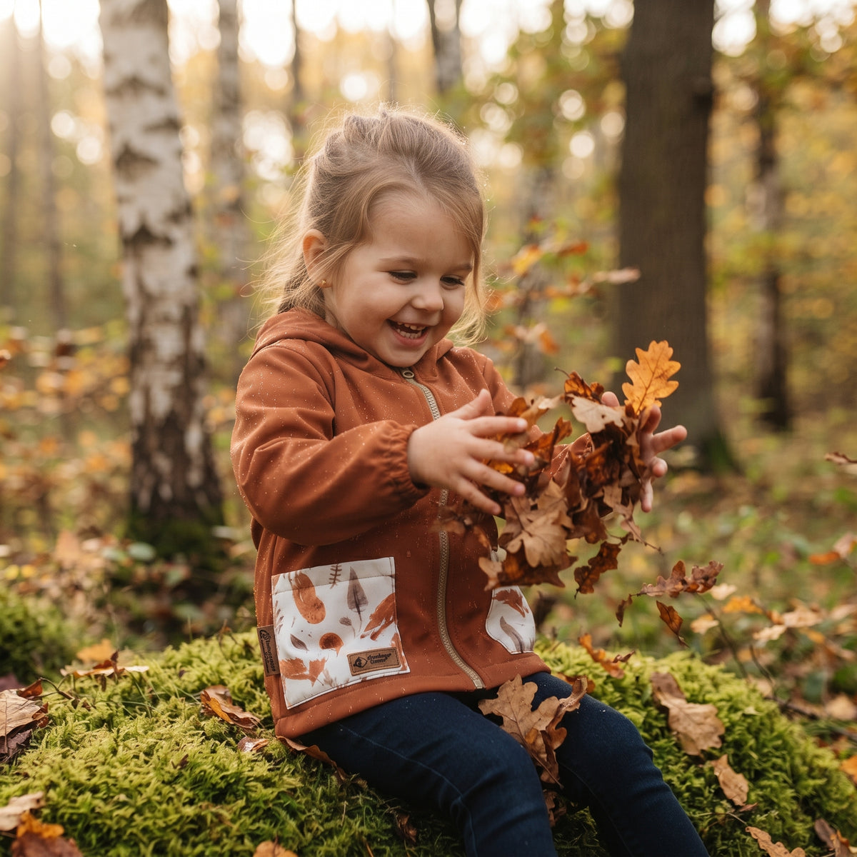 Dziecięca kurtka softshellowa z membraną Monkey Mum® - Jesienne liście