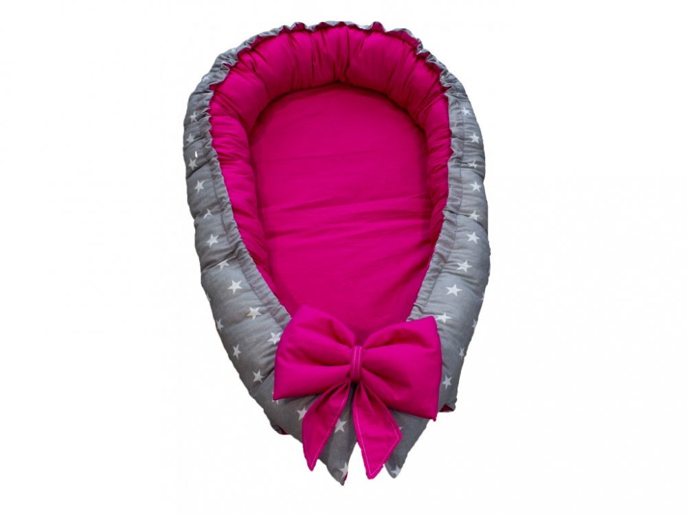 Gniazdko niemowlęce - Stars pink fuchsie