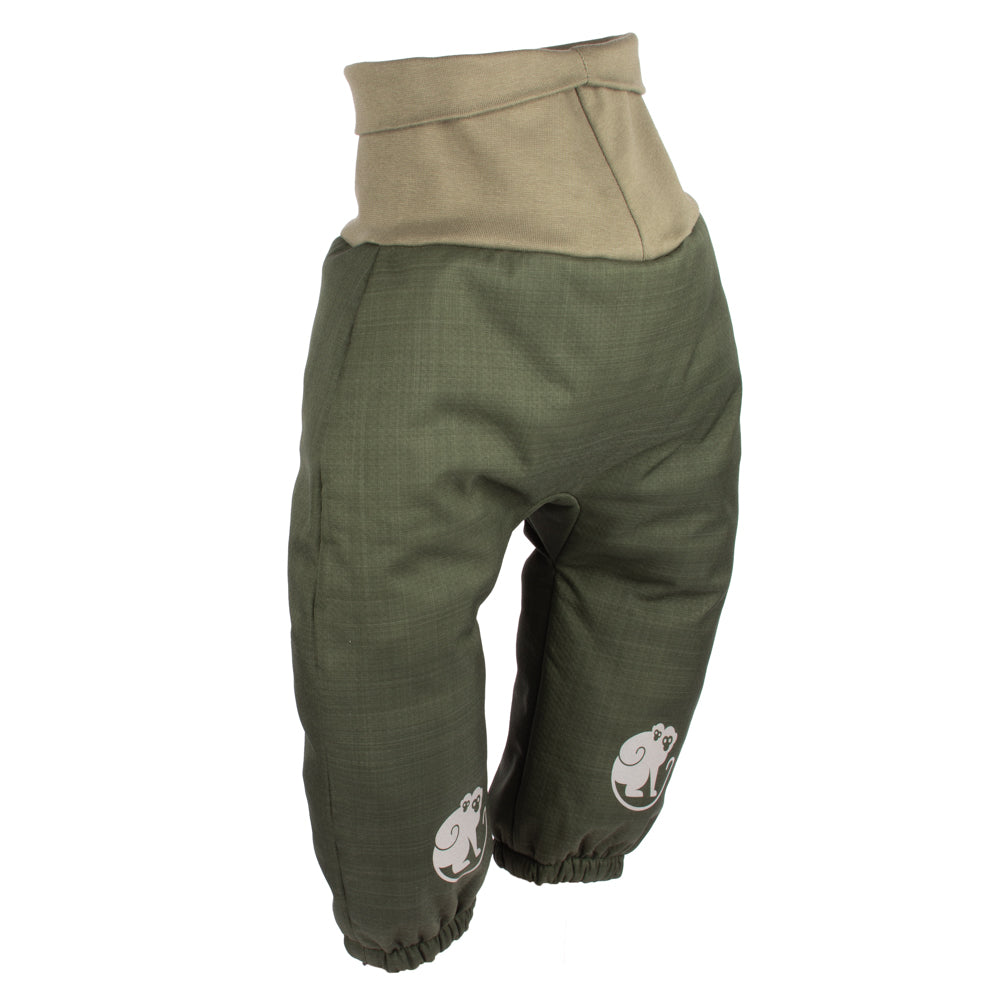 Dziecięce rosnące zimowe softshellowe spodnie z barankiem Monkey Mum® - Khaki myśliwy