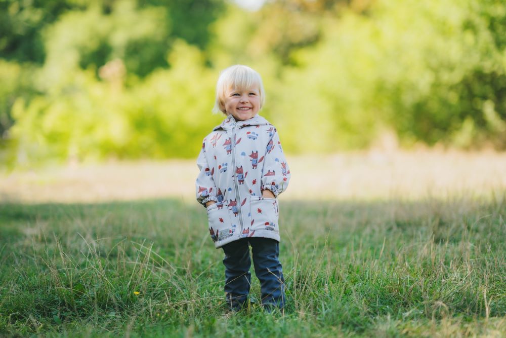 Dziecięca kurtka softshellowa z membraną Monkey Mum® - Liski na grzybach