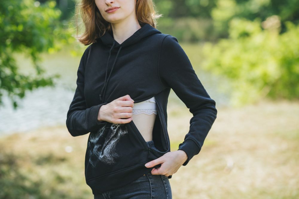 Bluza do karmienia Monkey Mum® czarna - małpka