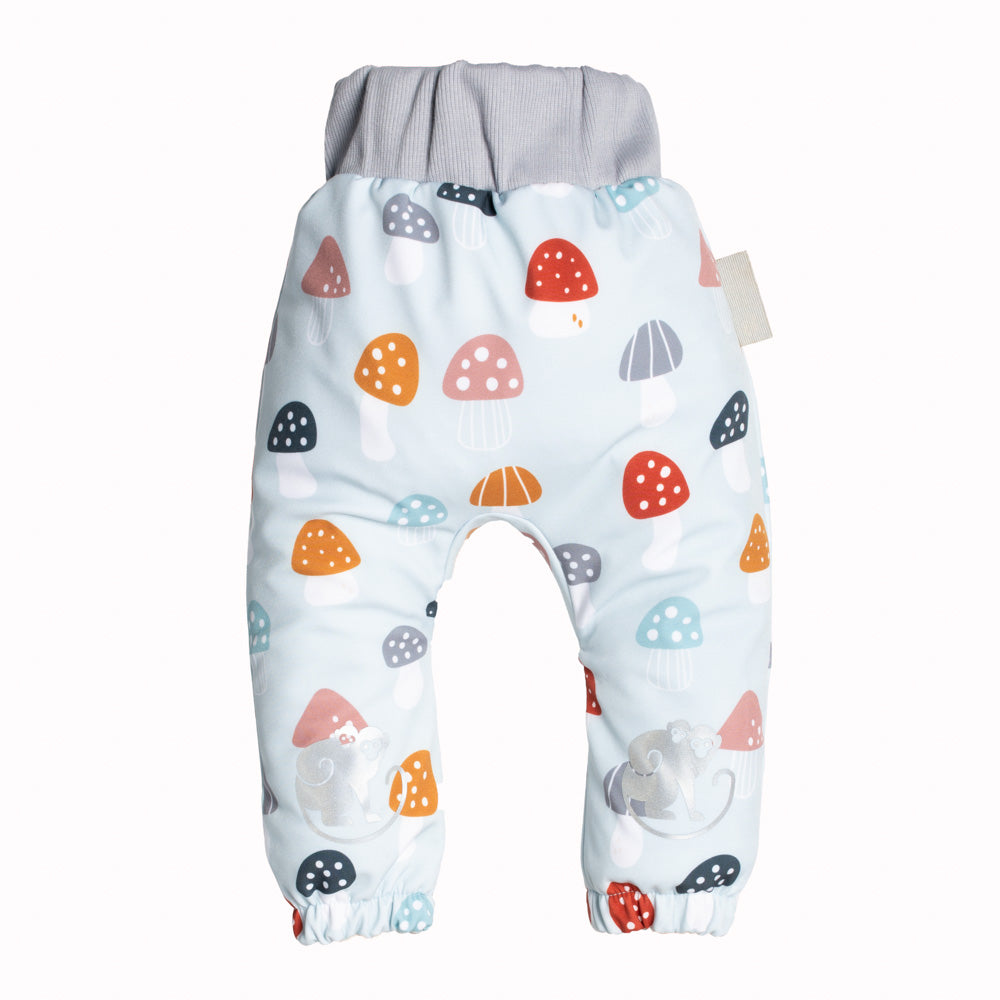 Dziecięce softshellowe spodnie z membraną Monkey Mum® - Kolorowe muchomory