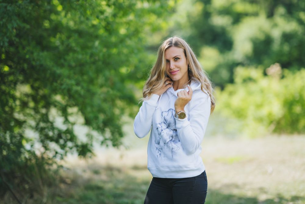 Bluza do karmienia Monkey Mum® biała - kochająca mama, 2. jakość - rozm. L