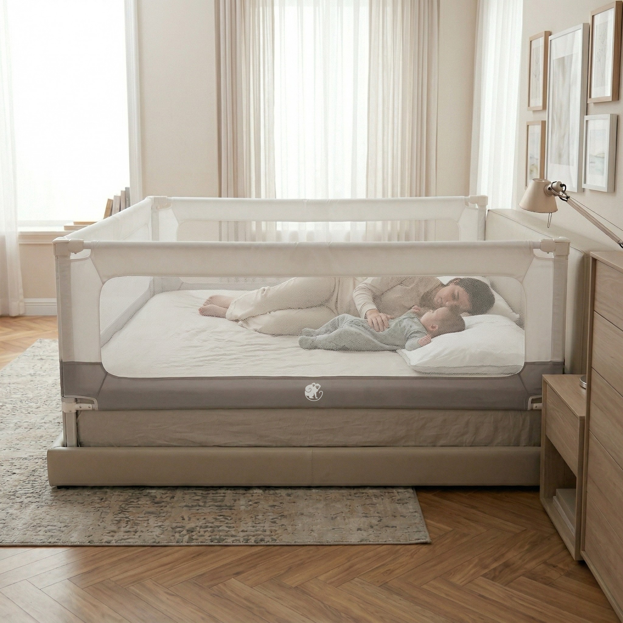 Barierka do łóżka i kojec Monkey Mum® 2w1 Smart