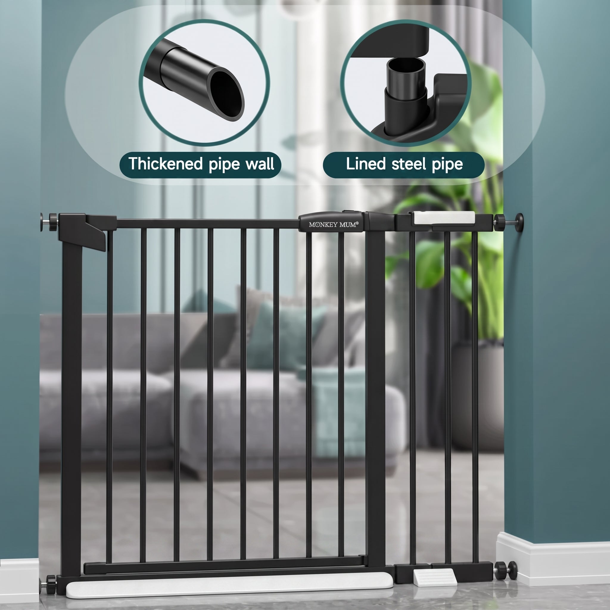 Barierka zabezpieczająca Monkey Mum® – Czarna