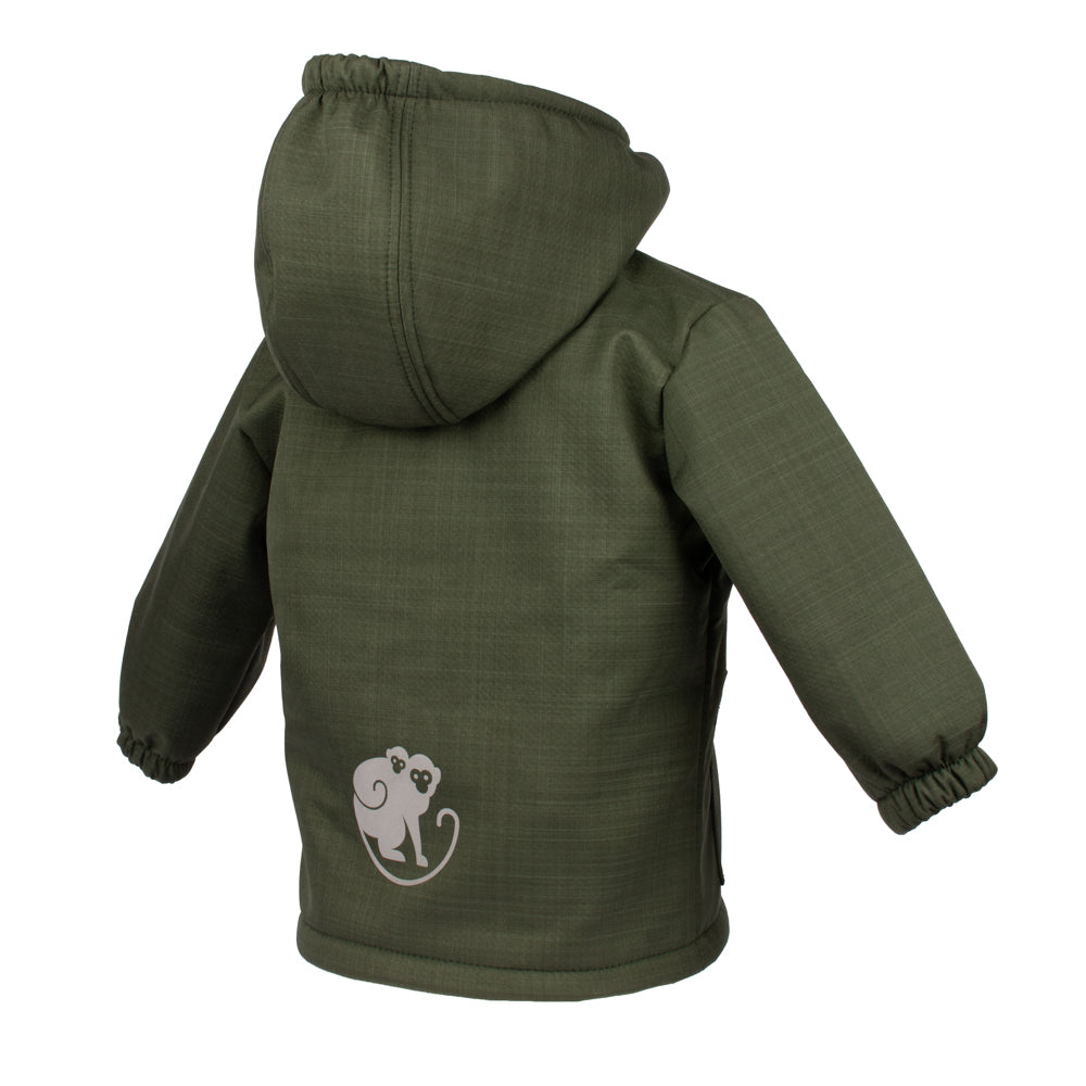 Dziecięca zimowa softshellowa kurtka z barankiem Monkey Mum® - Khaki myśliwy