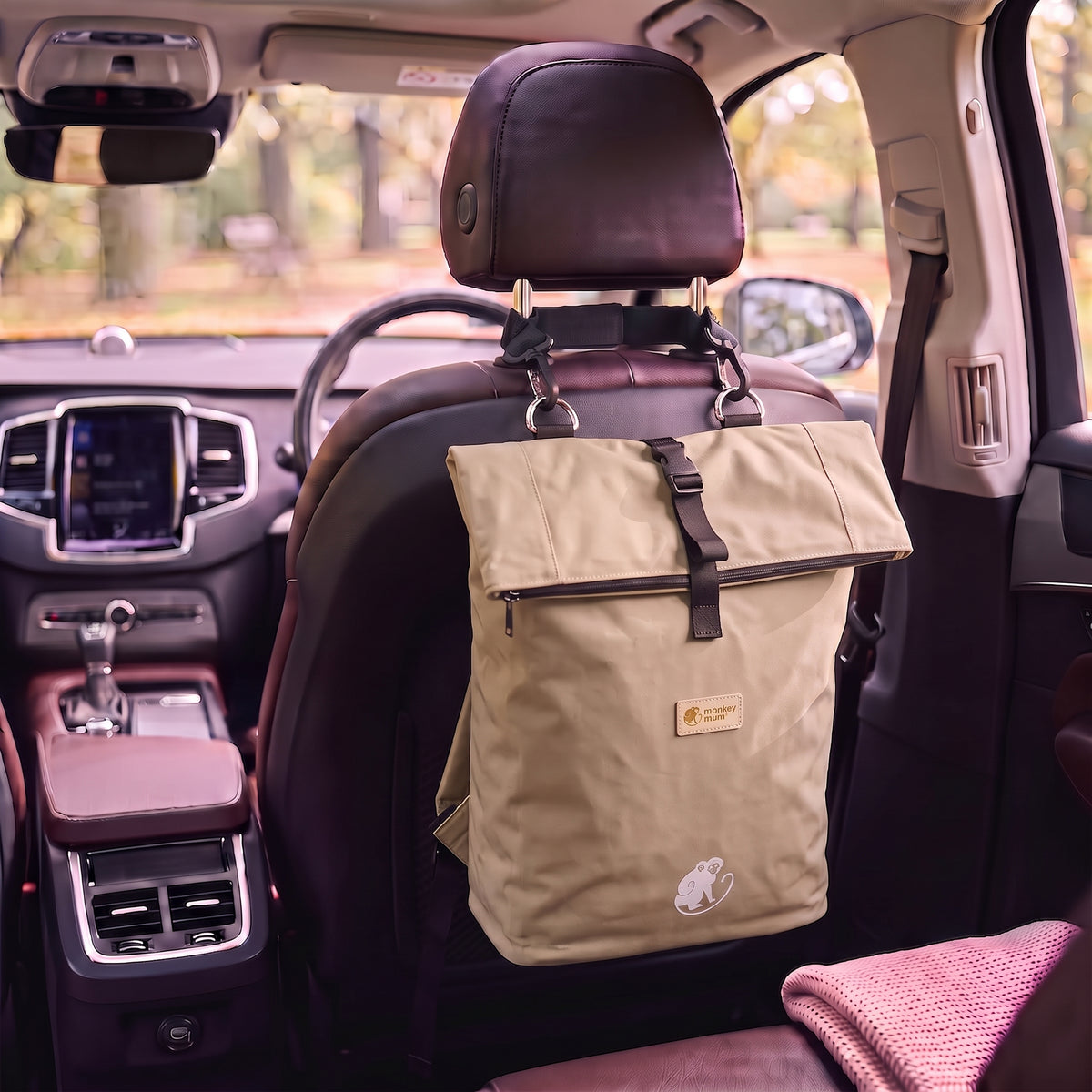 Monkey Mum® Plecak z tkaniny twill do wózka – Pustynny piasek
