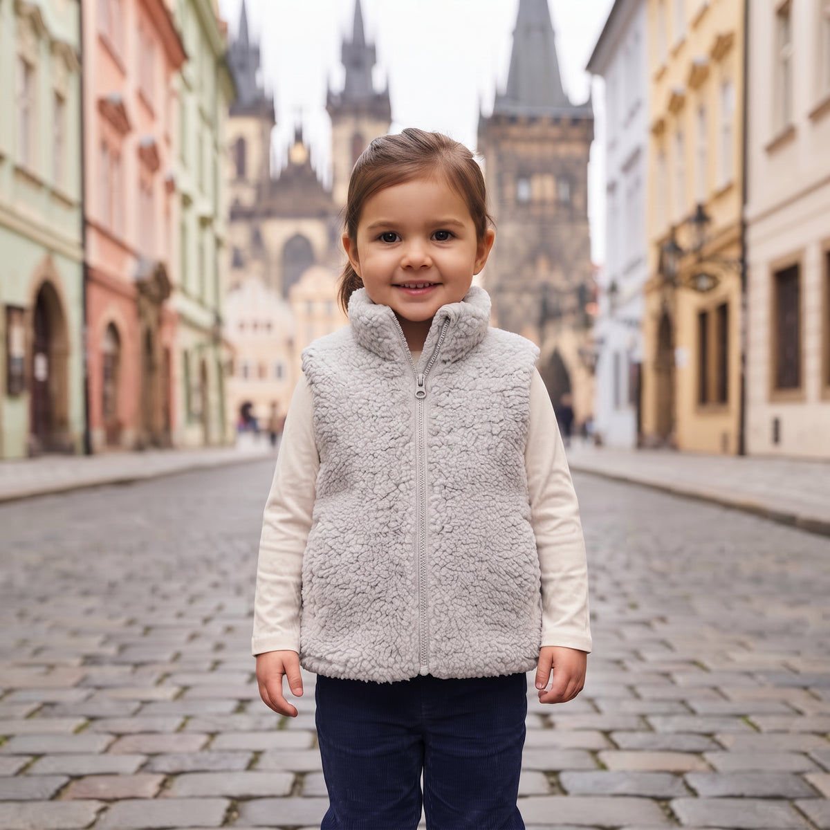 Kamizelka z barankiem Monkey Mum® - Jasnoszara