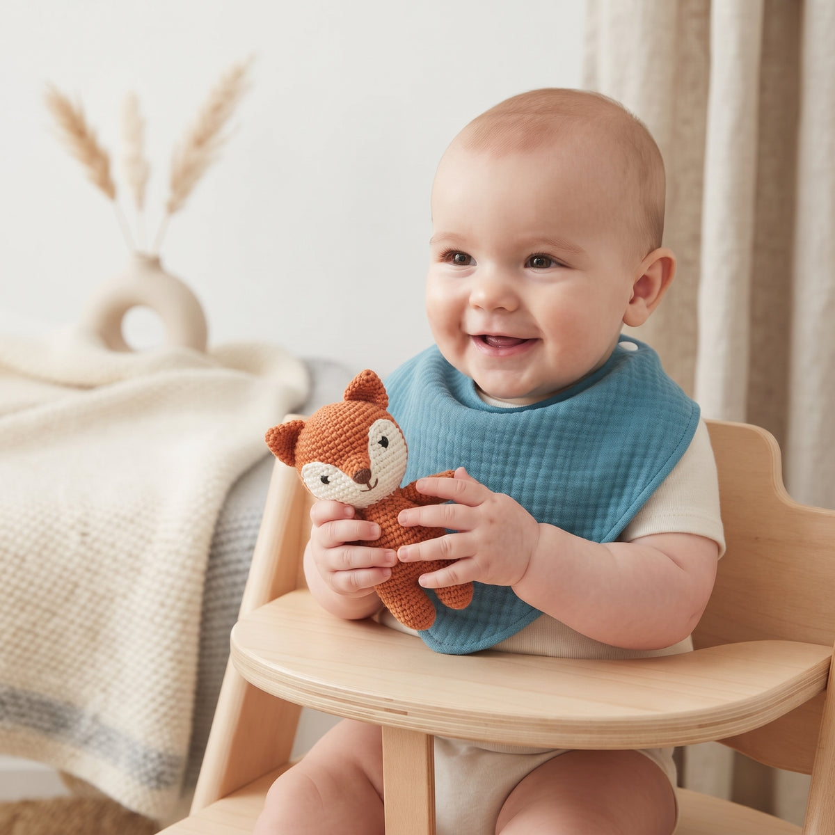 Muślinowy śliniak Monkey Mum® - Miętowy