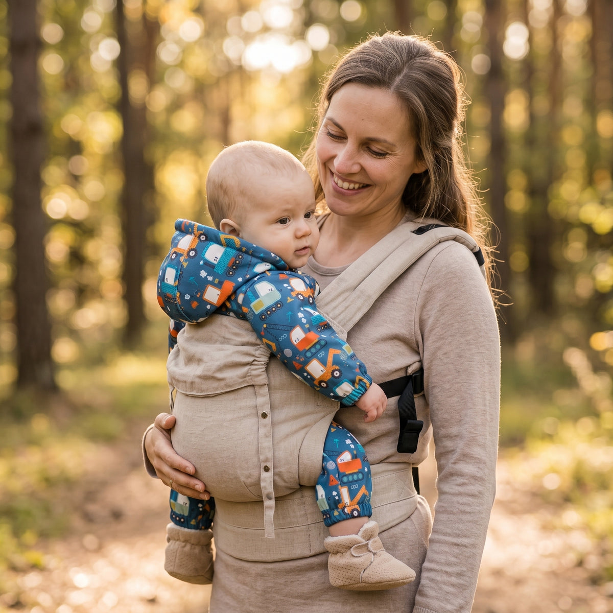 Monkey Mum® Kombinezon softshellowy z membraną – Wesoły plac budowy - roz. 62/68, 74/80