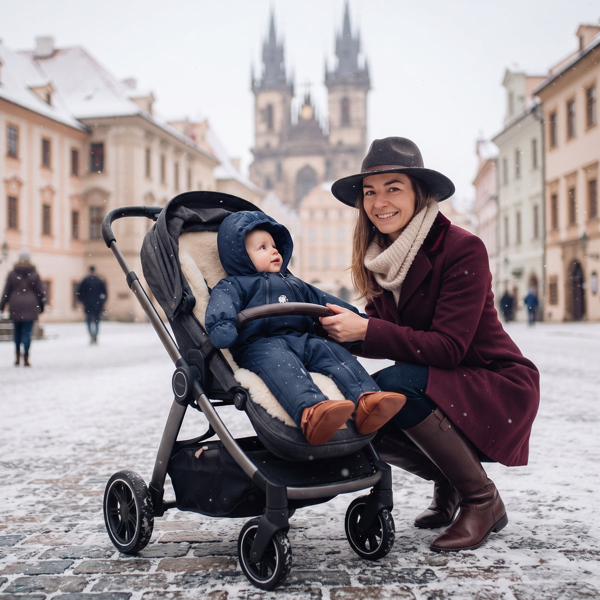 Monkey Mum® Dziecięcy zimowy kombinezon softshellowy z barankiem - Bajkowy wieczorynek - roz. 62/68, 74/80