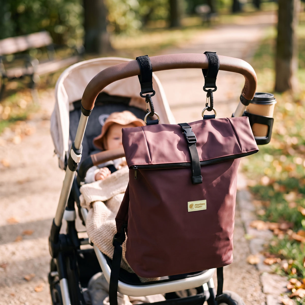 Monkey Mum® Plecak softshellowy do wózka – Ślad niedźwiedzia