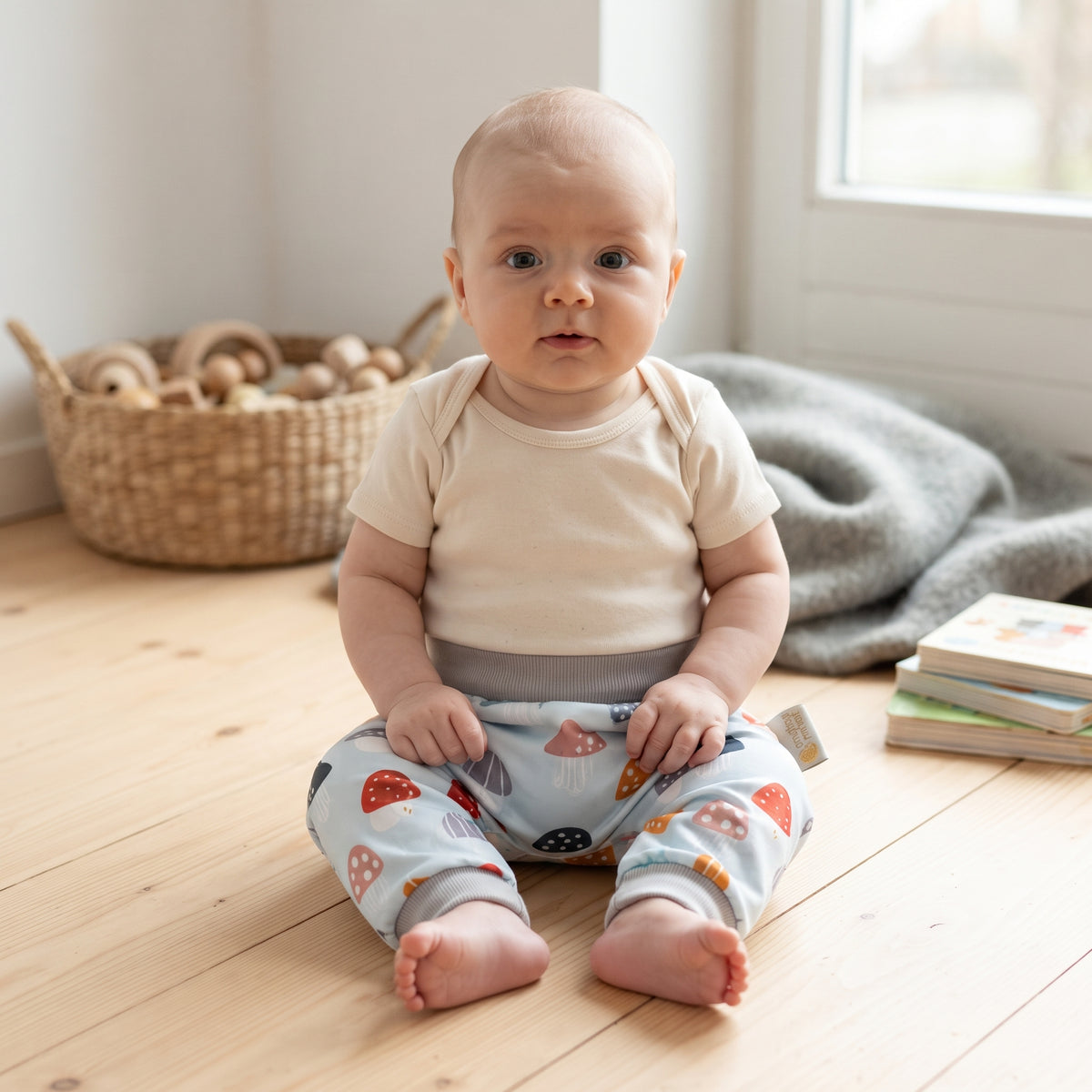 Dziecięce softshellowe spodnie z membraną Monkey Mum® - Kolorowe muchomory