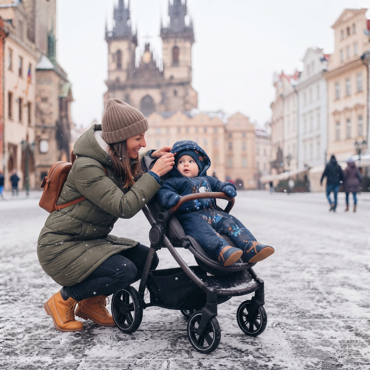 Monkey Mum® Dziecięcy zimowy kombinezon softshellowy z barankiem - Bajkowy wieczorynek z niedźwiedziem - roz. 62/68, 74/80