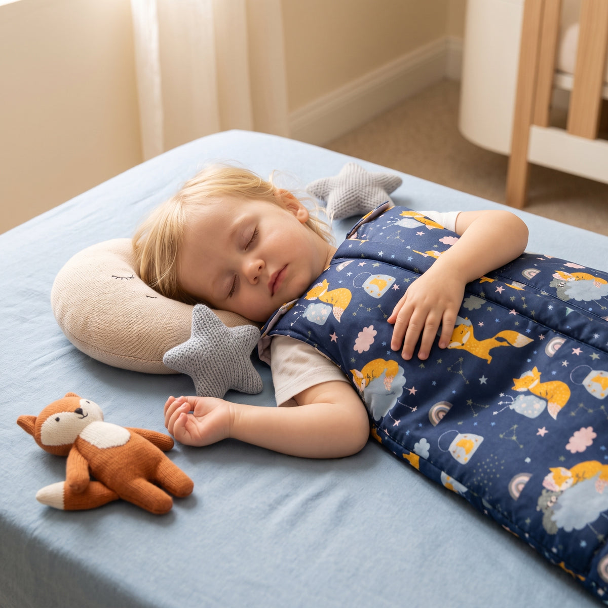 Zimowy rosnący śpiworek Monkey Mum® 0 - 4 lata - zestaw - Marzenia z lisem