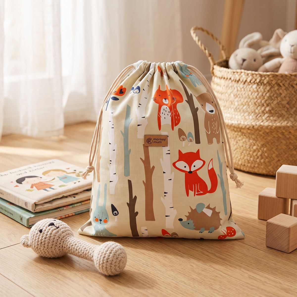 Worek materiałowy Monkey Mum® - Zwierzątka w lesie