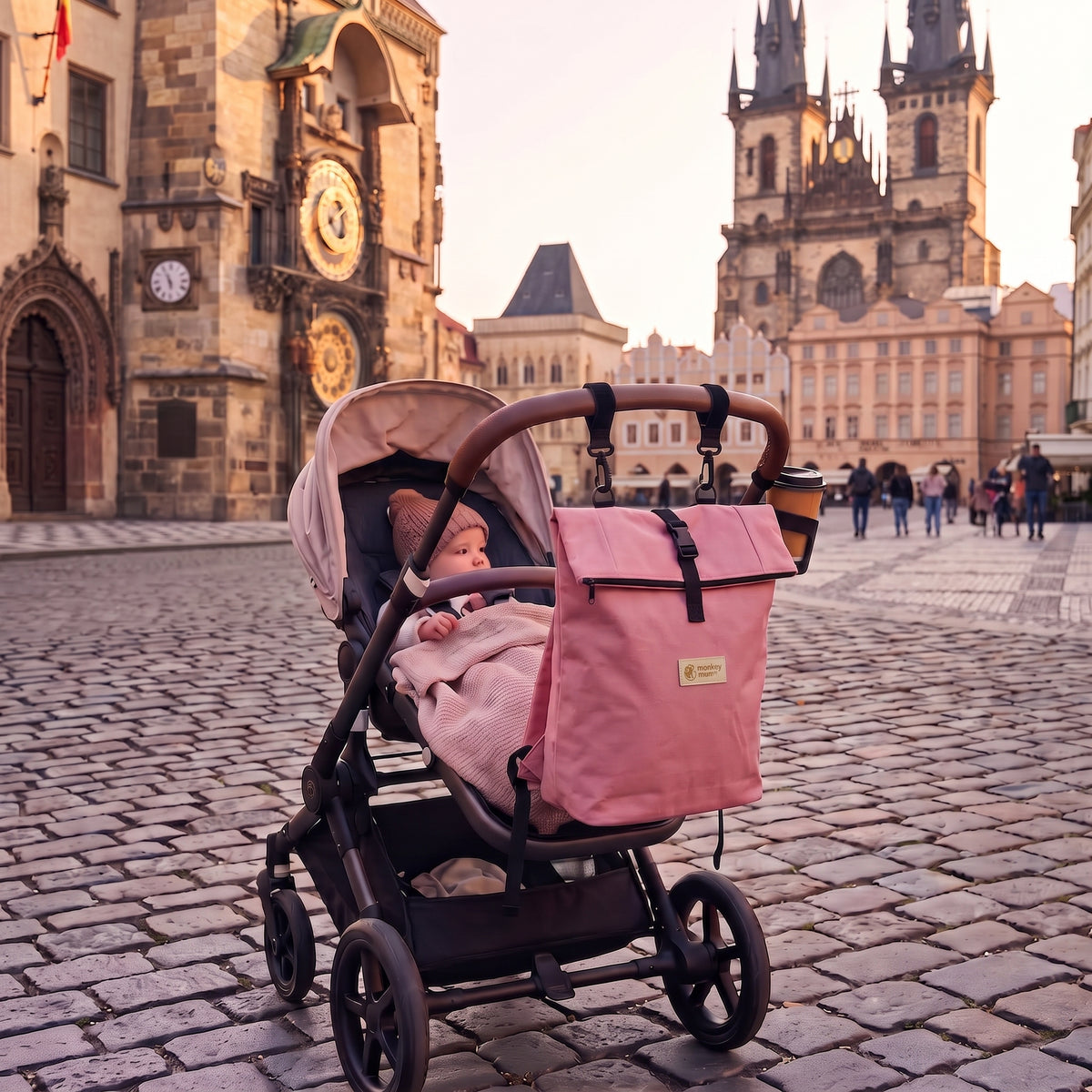 Monkey Mum® Plecak softshellowy do wózka – Wata cukrowa