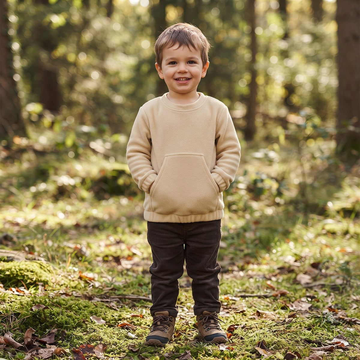 Fleecowa bluza przez głowę Monkey Mum® - Beżowa