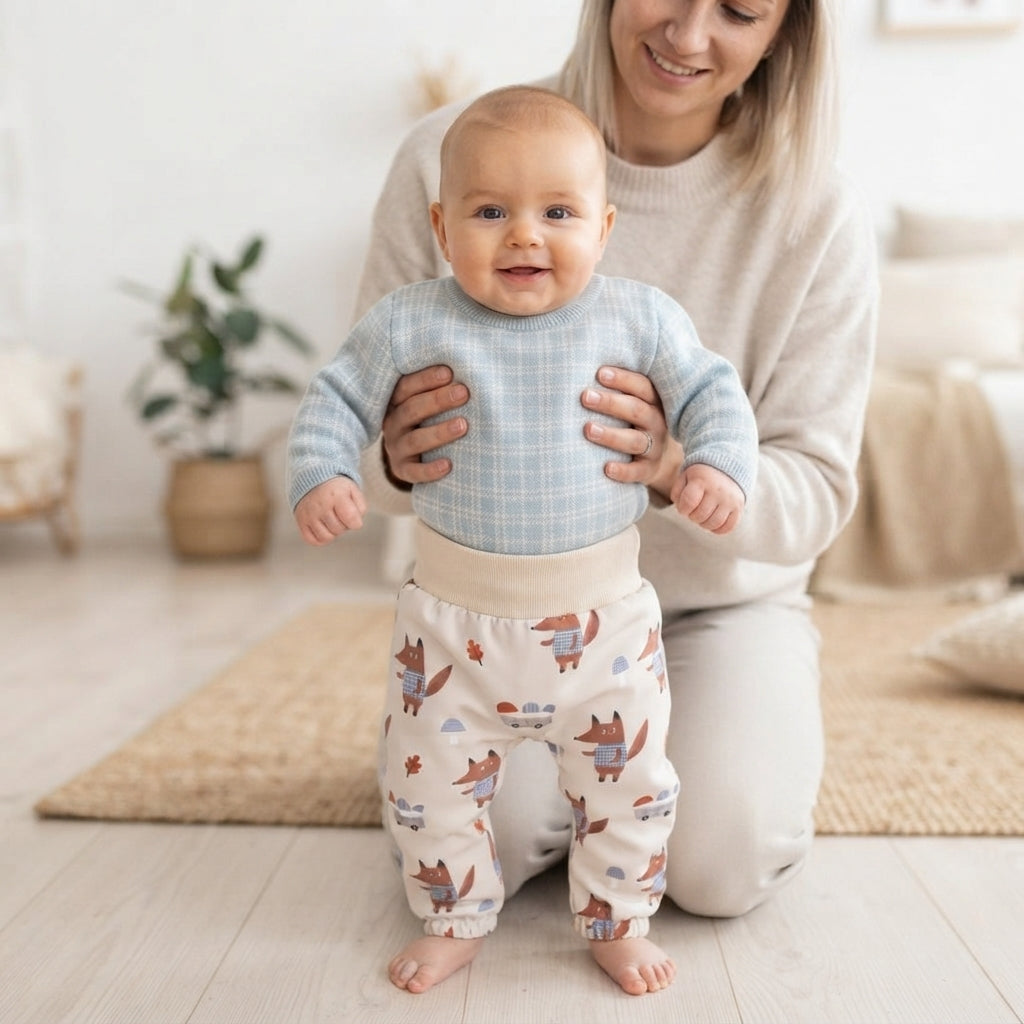 Dziecięce softshellowe spodnie z membraną Monkey Mum® - Lisy na grzybach