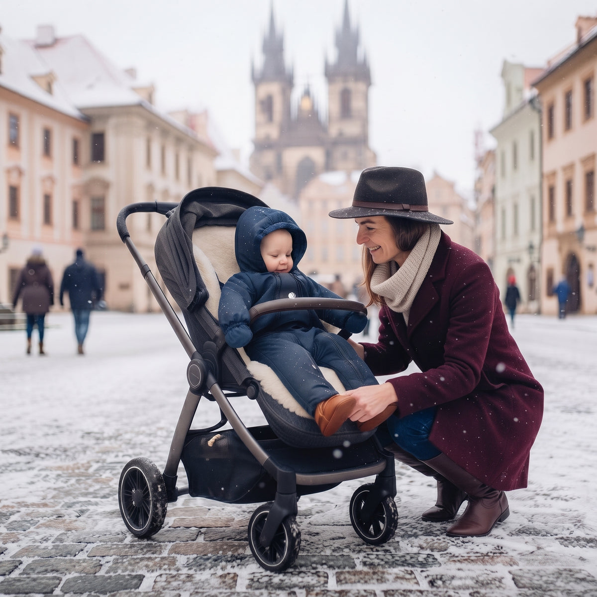 Monkey Mum® Dziecięcy zimowy kombinezon softshellowy z barankiem - Bajkowy wieczorynek - roz. 62/68, 74/80