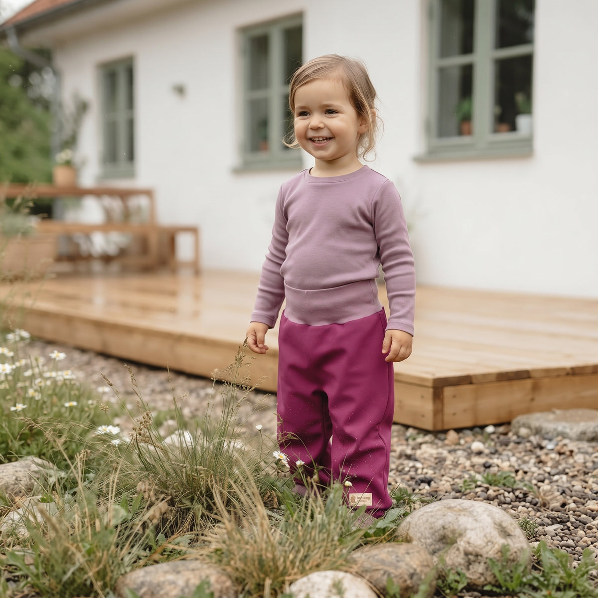 Dziecięce rosnące spodnie softshellowe z membraną Monkey Mum® - Soczysta malina