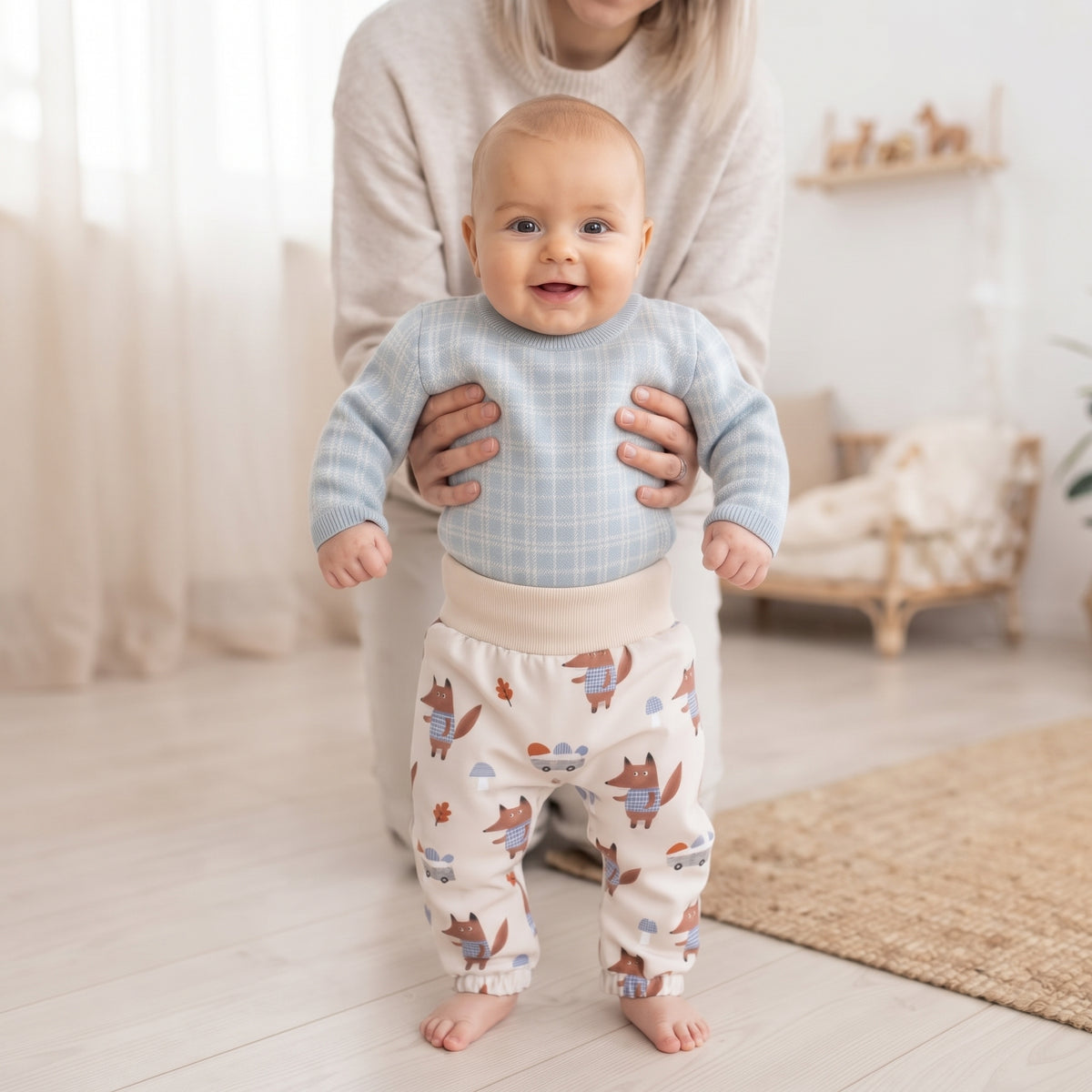 Dziecięce softshellowe spodnie z membraną Monkey Mum® - Lisy na grzybach