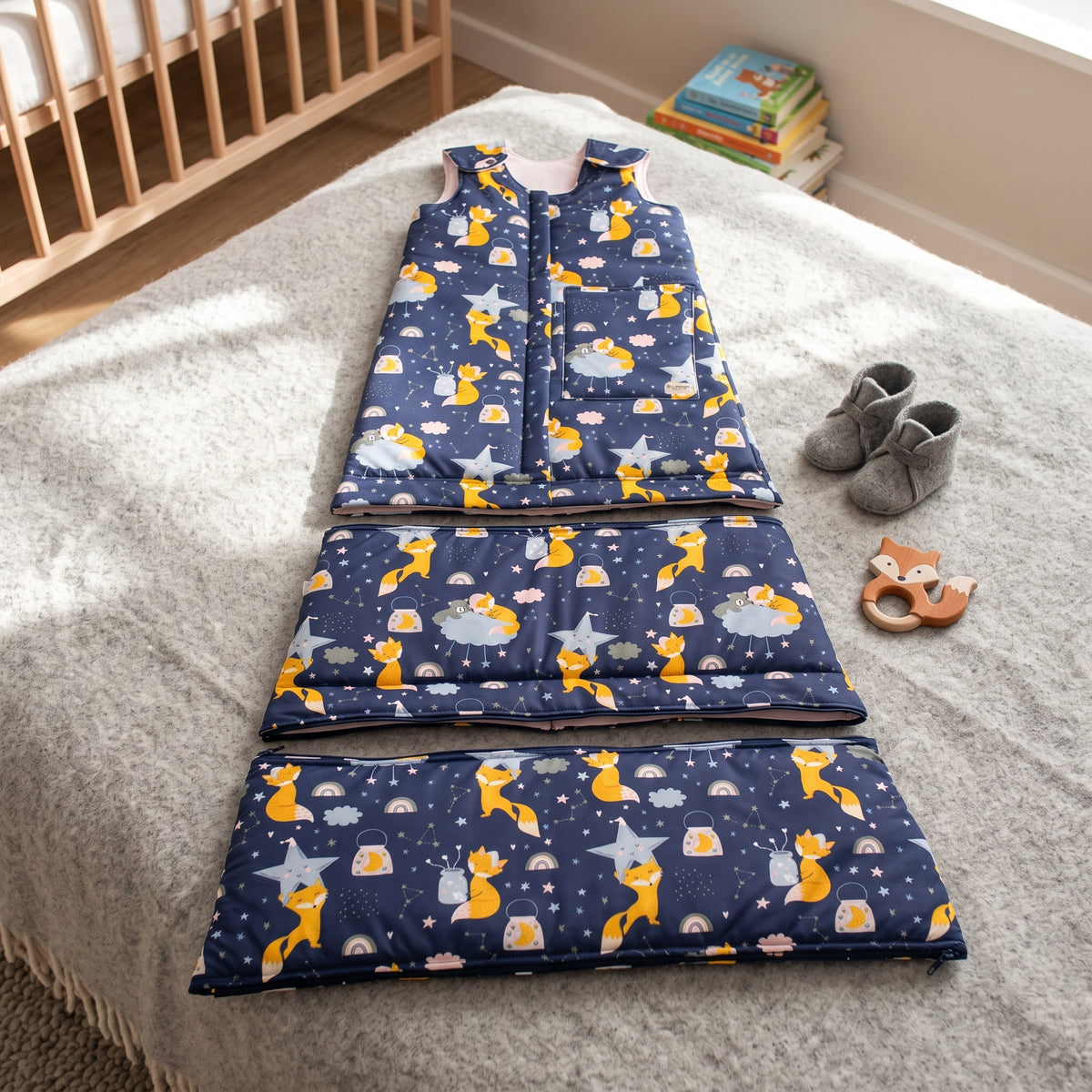 Zimowy rosnący śpiworek Monkey Mum® 0 - 4 lata - zestaw - Marzenia z lisem