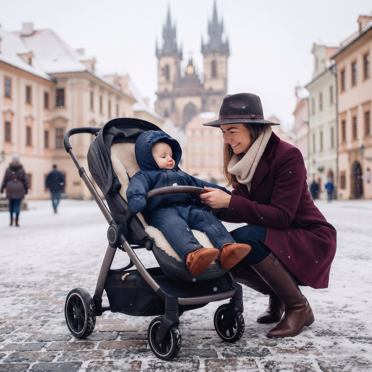 Monkey Mum® Dziecięcy zimowy kombinezon softshellowy z barankiem - Bajkowy wieczorynek - roz. 62/68, 74/80